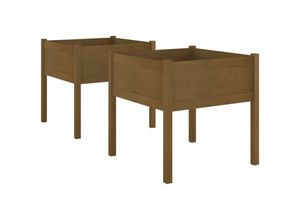 8720286815472 - Bonnevie - Pflanzkübel 2 Stk Blumenkasten Honigbraun 70x70x70 cm Massivholz Kiefer vidaXL