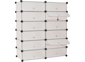 8718475566359 - Bonnevie - Schuh-Organizer Zusammenklappbar mit 12 Fächern Weiß vidaXL676597