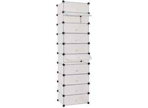 8718475566335 - Bonnevie - Schuh-Organizer Zusammenklappbar mit 10 Fächern Weiß vidaXL181895