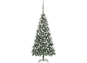 8720286499849 - Bonnevie - Künstlicher WeihnachtsbaumKunstbaum mit LEDs Kugeln & Zapfen 210 cm vidaXL