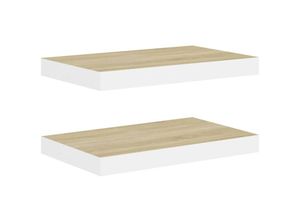 8720286416754 - Bonnevie - Schweberegale 2 Stk Wandregale Eiche und Weiß 50x23x38 cm mdf vidaXL