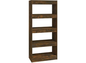 8720286844366 - Bonnevie - Bücherregal RaumteilerBücherschrank Räuchereiche 60x30x135 cm Holzwerkstoff vidaXL