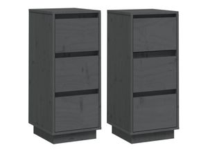 8720286841969 - Bonnevie - 2 Stk SideboardsKommode Grau 32x34x75 cm Massivholz Kiefer vidaXL 8720286841969 - Bonnevie - 2 Stk SideboardsKommode Grau 32x34x75 cm Massivholz Kiefer vidaXL