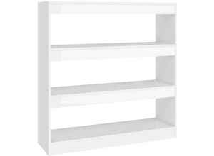 8720286843758 - Bücherregal Raumteiler Hochglanz-Weiß 100x30x103 cm vidaXL705581