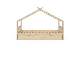 4066731036417 - Kinderbett Hausbett Kinderhaus Design NAT Lattenrost 90x200 Schublade