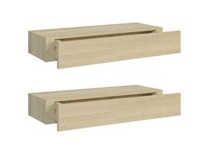 8720286418871 - Bonnevie - Wand-Schubladenregale 2 Stk Eichenoptik 60x235x10 cm mdf vidaXL503498