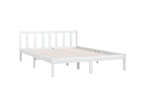 8720286671405 - Bonnevie - MassivholzbettSchlafzimmerbettDoppelbett Weiß Kiefer 140x190 cm vidaXL