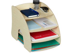 4052025982409 - Relaxdays - Dokumentenablage 4 Fächer Briefablage Büro Organizer für A4 Papier HxBxT 27 x 255 x 345 cm hellbraun