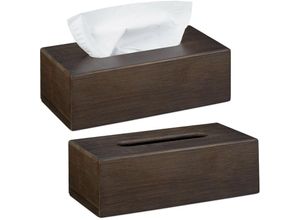 4052025439149 - Relaxdays - 2 x Tücherbox Bambus Taschentuchbox mit Schiebeboden Tissue Box für Taschentücher hbt 75x24x12cm dunkelbraun