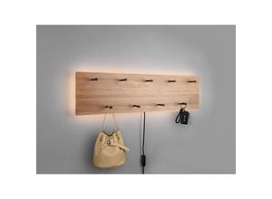 4251820303338 - Garderobenleiste MIRRORS AND MORE Samantha Garderobenhalter Gr B H T 75 cm x 30 cm x 92 cm braun (holz) Haken