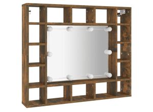 8720287087281 - Bonnevie - Spiegelschrank mit LEDBad Hängeschrank Räuchereiche 91x15x765 cm vidaXL