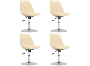 8720286676684 - Bonnevie - Esszimmerstühle 4 Stk Küchenstuhl Drehbar Creme Stoff vidaXL