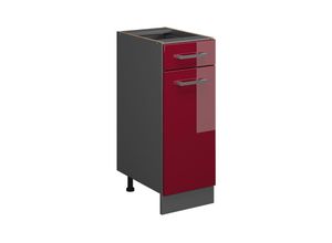 4066731045631 - Schubunterschrank Küchenschrank Küchenzeile R-Line 30 cm Anthrazit Bordeaux Tür Schublade