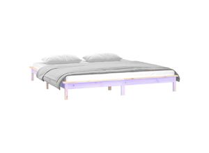 8720287135142 - MassivholzbettSchlafzimmerbettDoppelbett mit LEDs 200x200 cm vidaXL