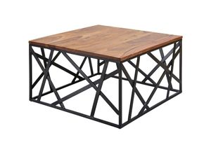 4250950286214 - Finebuy - Couchtisch bakal 60x35x60 cm Sheesham Massivholz   Metall Sofatisch Design Wohnzimmertisch Industrial Style Stubentisch braun   schwarz