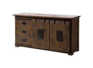 4251213588984 - Massivmoebel24 - Sideboard Mango 150x45x80 braun lackiert railway 400 - braun