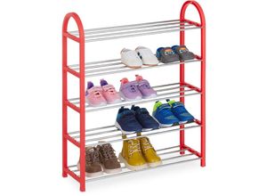 4052025986469 - Schuhregal für Kinder 15 Paar Kinderschuhe bis Größe 30 offen platzsparend leicht Schuhablage rot - Relaxdays