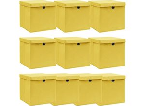 8719883891378 - Bonnevie - 10 Stk AufbewahrungsboxenWerkzeugaufbewahrung mit Deckeln Gelb 32x32x32 cm Stoff vidaXL