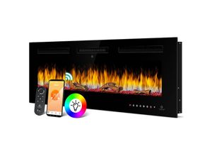 4260751948402 - KESSER® Elektrokamin Wandkamin Elektrischer Kamin mit Heizung 9 Farbmodi LED flammeneffekt 900 1800 W Kaminofen Wand und einbaukamin Wandmontage Heizung App-Funktion Fernbedienung Touchscreen