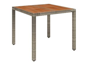 8720845679606 - Bonnevie - GartentischTerrassentisch mit Holzplatte Grau 90x90x75 cm Poly Rattan vidaXL