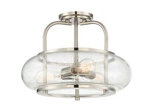 5024005684312 - Quoizel qz-trilogy-sfm-bn Deckenleuchte Trilogy 3xE27 60W Metall Nickel gebürstet Blasenglas H302cm Ø406cm dimmbar