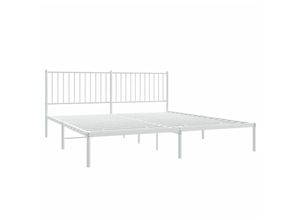 8720845721787 - Bonnevie - BettgestellSchlafzimmerbett mit Kopfteil Metall Weiß 183x213 cm vidaXL