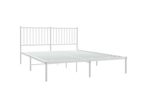 8720845721763 - Bonnevie - BettgestellSchlafzimmerbett mit Kopfteil Metall Weiß 160x200 cm vidaXL