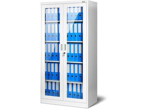 5902560331592 - Jan Nowak Aktenschrank C012 Glasvitrine BĂĽroschrank Universalschrank FlĂĽgeltĂĽrschrank Stahlblech Pulverbeschichtung abschlieĂźbar 185 cm x 90 cm x