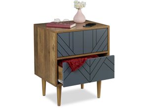 4052025455231 - Relaxdays - Schränkchen mit 2 Schubladen Wohn- & Schlafzimmer Sideboard hbt 595x48x395 cm Kommode modern braun grau