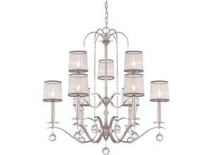 5024005303510 - Elstead - Quoizel QZ-WHITNEY9 Kronleuchter Whitney 9xE14 Metall silber Organza weiss Kristall H838cm Ø813cm dimmbar höhenverstellbar 5024005303510 - Elstead - Quoizel QZ-WHITNEY9 Kronleuchter Whitney 9xE14 Metall silber Organza weiss Kristall H838cm Ø813cm dimmbar höhenverstellbar
