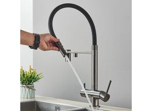 0783798516181 - Onyzpily - 3 Wege Trinkwasser Armatur Küche Edelstahl360° Drehbar Trinkwasserhahn Küchenarmatur 3 in 1 Mischbatterie für Wasserfilter Wasserhahn