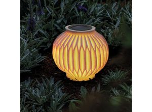 4260657630333 - - Solar Dekorationsleuchte Ibiza in Sandstein Optik - (d x h) 16 x 15 cm - Lichtfarbe warmweiß 2700K - als Hänge- oder Dekoleuchte - Garten