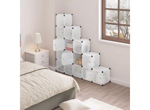 4063425161042 - Steckregal Regalsystem 15 Würfel diy Würfelregal modulare PP-Platten als Garderobe Schuhregal Raumteiler für Wohnzimmer Schlafzimmer Flur Weiß 4063425161042 - Steckregal Regalsystem 15 Würfel diy Würfelregal modulare PP-Platten als Garderobe Schuhregal Raumteiler für Wohnzimmer Schlafzimmer Flur Weiß