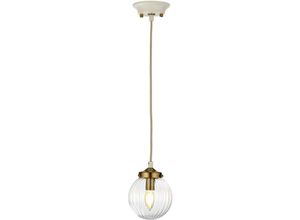 5024005376712 - Lighting DL-COSMOS-1P Hängeleuchte Cosmos E14 1x8W led Stahl creme lackiert gealtertes Messing gewelltes Glas klar H265-3044cm Ø192cm - Elstead