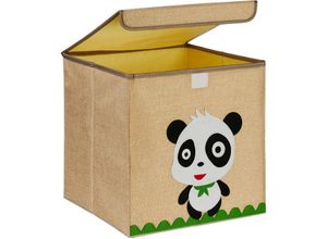 4052025978327 - Aufbewahrungsbox Panda-Motiv Stoffbox für Kinder faltbar hbt 33 x 33 x 33 cm Spielzeugbox beige weiß - Relaxdays