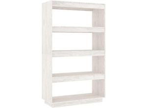 8720286816219 - Bonnevie - Bücherregal RaumteilerBücherschrank Weiß 80x35x135 cm Massivholz Kiefer vidaXL