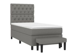 8720845528003 - Bonnevie - BoxspringbettSchlafzimmerbett mit Matratze Dunkelgrau 80x200 cm Stoff vidaXL