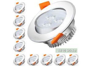 0726503417281 - 10x led Einbaustrahler Deckenleuchte Einbauleuchte 3W KaltWeiß 245LM 6500K Decken-Spots mit Trafo - Vingo