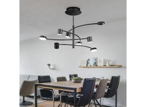 4059157321014 - Deckenleuchte 8-flammig Lampen Deckenlampen Deckenleuchte schwarz Wohnzimmer Metall Glas LED 44W 2250Lm 3000K LxBxH 100x100x54cm