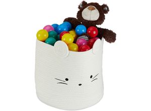 4052025981532 - Relaxdays Aufbewahrungskorb für Kinder Baumwollkorb Maus HD 34 x 34 cm Spielzeugkorb Kinderzimmer Baumwolle weiß