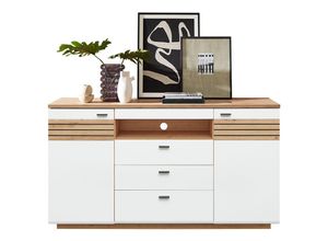 4066075146285 - Lomadox - Sideboard 175cm breit weiß mit Eiche FALLON-55 - weiß