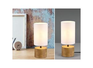 4017807523782 - Webmarketpoint - Woody Runde Nachttischlampe Holzsockel Weißer Lampenschirm Trio-Beleuchtung