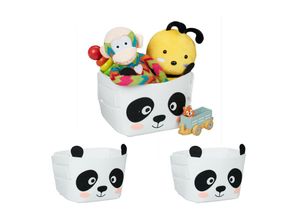 4052025487171 - Relaxdays - 3 x Aufbewahrungskorb Filz Panda-Motiv Filzkorb Kinder faltbar HxBxT 24 x 27 x 18 cm Spielzeugkorb weiß schwarz 4052025487171 - Relaxdays - 3 x Aufbewahrungskorb Filz Panda-Motiv Filzkorb Kinder faltbar HxBxT 24 x 27 x 18 cm Spielzeugkorb weiß schwarz