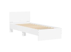 8721012240094 - Vidaxl - Bettgestell mit Kopfteil Weiß 75x190 cm Holzwerkstoff Weiß