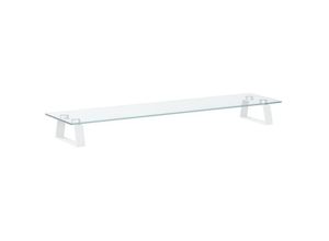 8721012216372 - Bonnevie - Monitorständer Weiß 80x20x8 cm Hartglas und Metall vidaXL103635