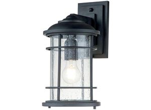 5024005713715 - Feiss - FE-LIGHTHOUSE2-M-BLK Wandleuchte Lighthouse E27 40W IP44 Aluminium Stahl schwarz strukturiert Glas klar B181cm Ø181cm dimmbar