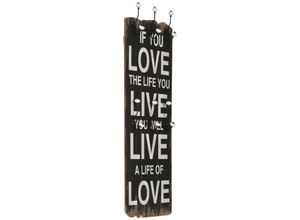 8718475593256 - Wandgarderobe mit 6 Haken 120 x 40 cm LOVE LIVE vidaXL - Mehrfarbig