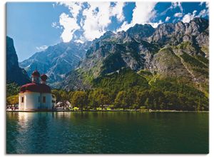 4055327264921 - Wandbild ARTLAND St Bartholomä (Königssee) I Bilder Gr B H 80 cm x 60 cm Leinwandbild Berge 1 St blau Bild Kunstdruck Kunstdrucke Bilder als Leinwandbild Wandaufkleber oder Poster in versch Größen