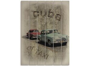 4062144727386 - Holzbild ARTLAND Kuba - Das Taxi Bilder Gr B H T 60 cm x 80 cm x 24 cm Holzbild Auto Hochformat 1 St braun Holzbilder