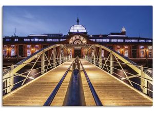 4062144646090 - Wandbild ARTLAND Fischmarkt Hamburg Bilder Gr B H 90 cm x 60 cm Leinwandbild Hamburg Querformat 1 St gelb Kunstdrucke als Alubild Leinwandbild Wandaufkleber oder Poster in versch Größen